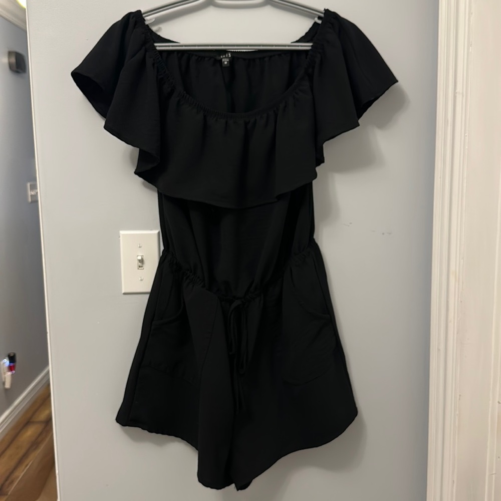 Off Shoulder Black Iris Romper